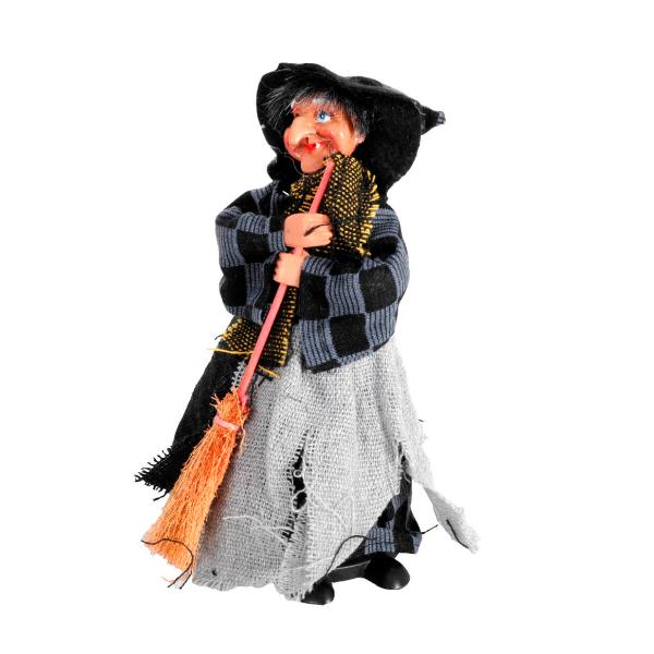 Witch With Broomstick - 19cm