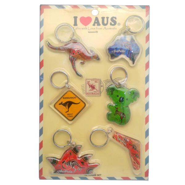 6 Pack Acrylic Mixed Shape Keychain