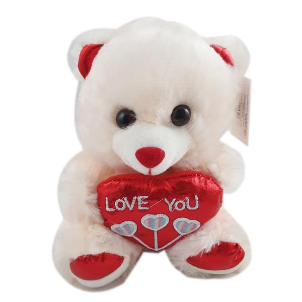 Plush Bear With Satin Love You Heart - 20cm
