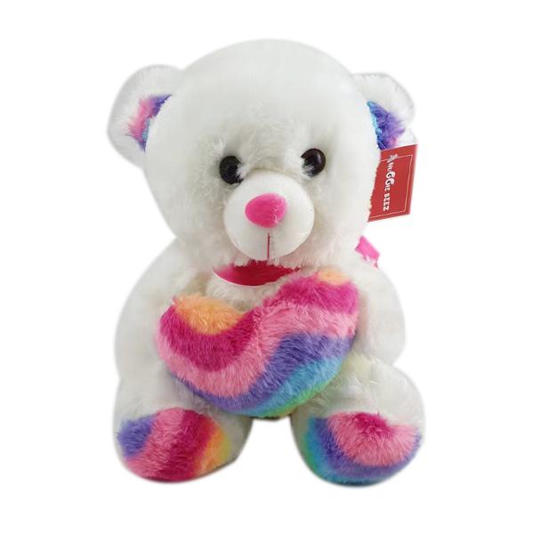 Rainbow Heart Plush Bear - 28cm