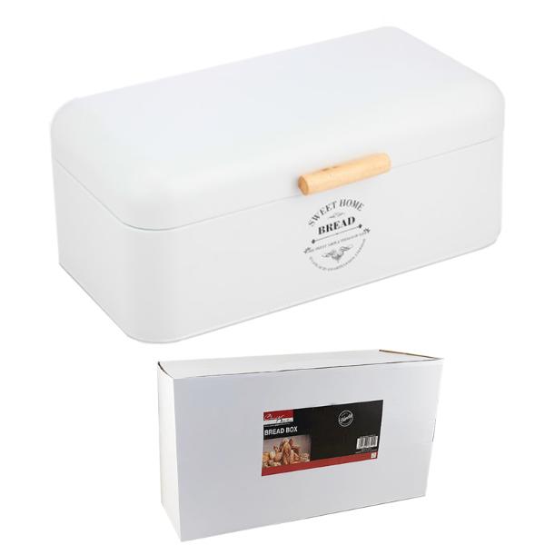White Metal Bread Box - 42.5cm x 23cm x 16.5cm