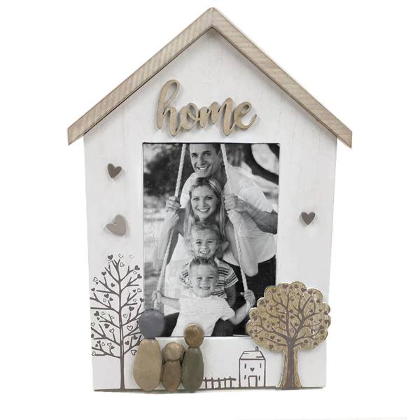 Wooden Home House Shape Photo Frame - 20.5cm x 28cm