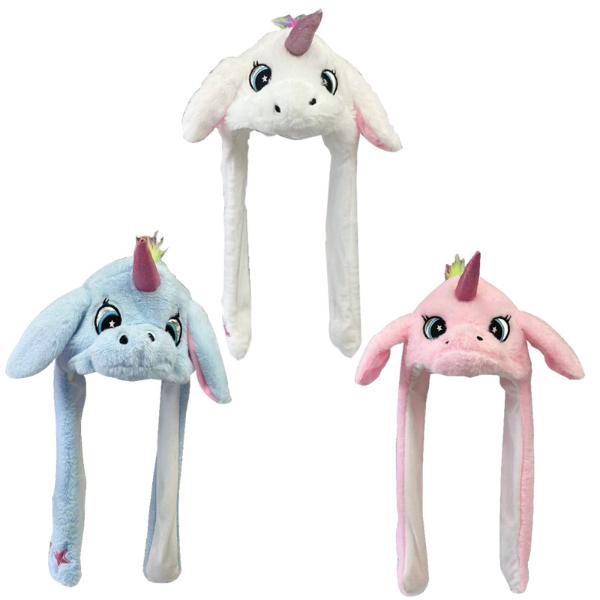 Plush Animal Head Hat Unicorn Dancing Ears