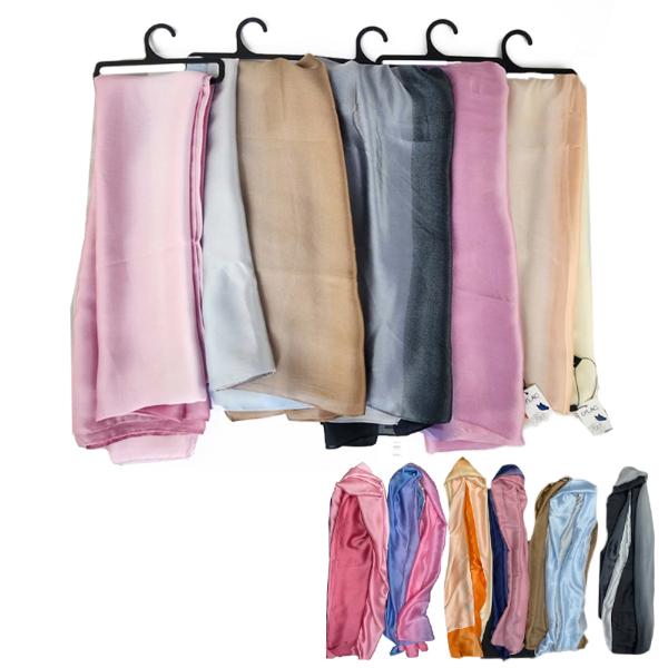 SCARF FAKE SILK 80X180CM GRADIENT COLOR 5ASST