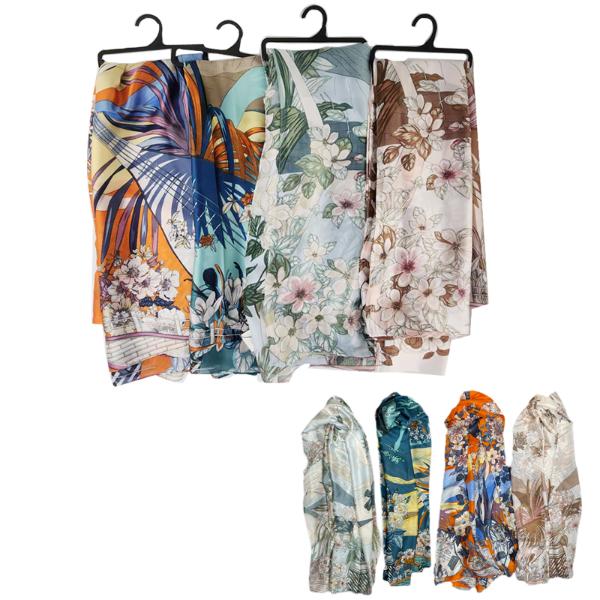 SCARF 80X180CM tropical pattern 4ASST