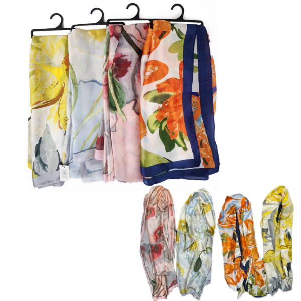 SCARF 80X180CM Floral Pattern 4ASST