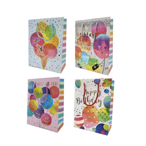 Glitter Birthday Balloons Gift Bag - 18cm x 23.5cm x 8cm