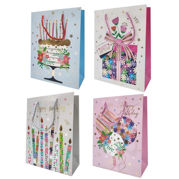 Glitter Birthday Candles Gift Bag - 30cm x 39cm x 12cm