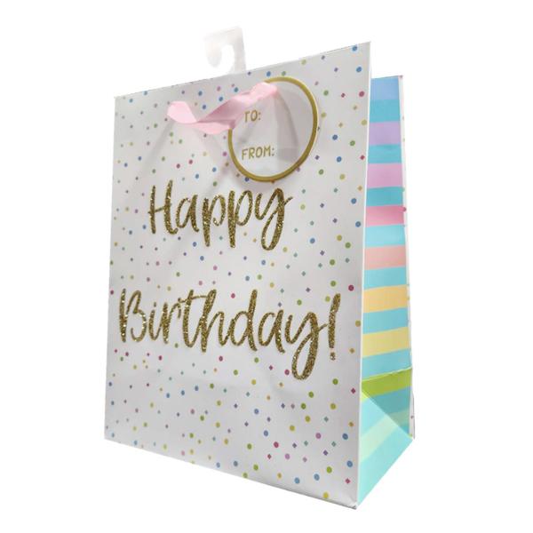 Gift Bag Coloful Dots Birthday Lge 32*26*10CM