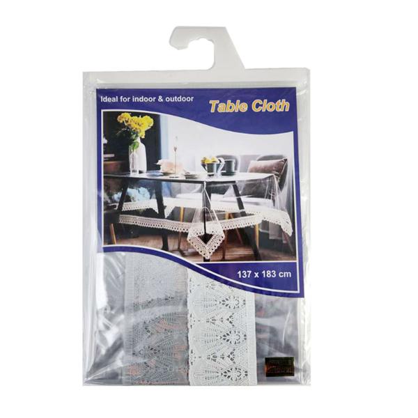 Clear With Lace Edge Table Cloth - 137cm x 183cm