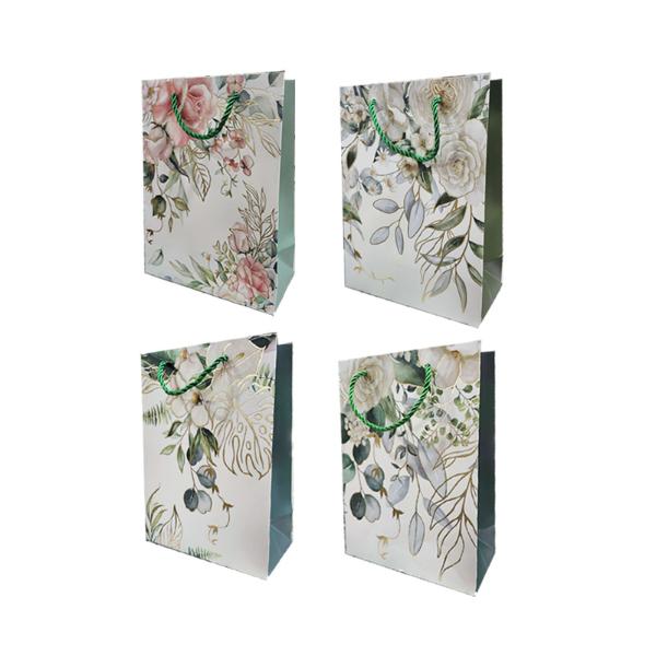 Gold Stamping Flowers Gift Bag - 18cm x 23.5cm x 8cm