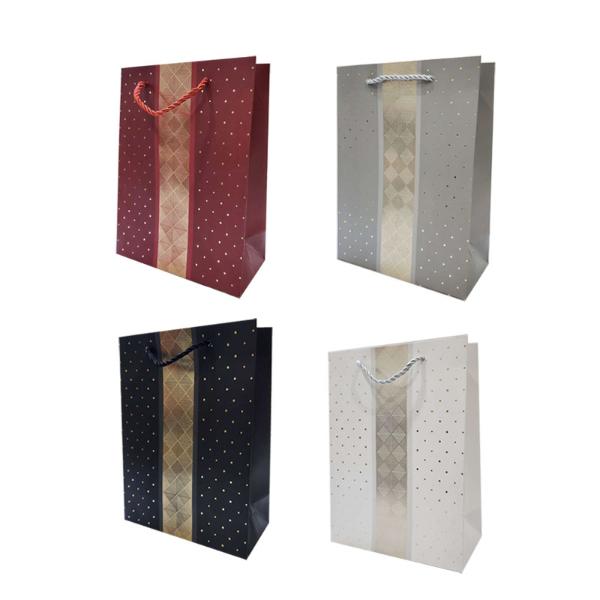 Embossed Stripe & Dots Gift Bag - 18cm x 23.5cm x 8cm