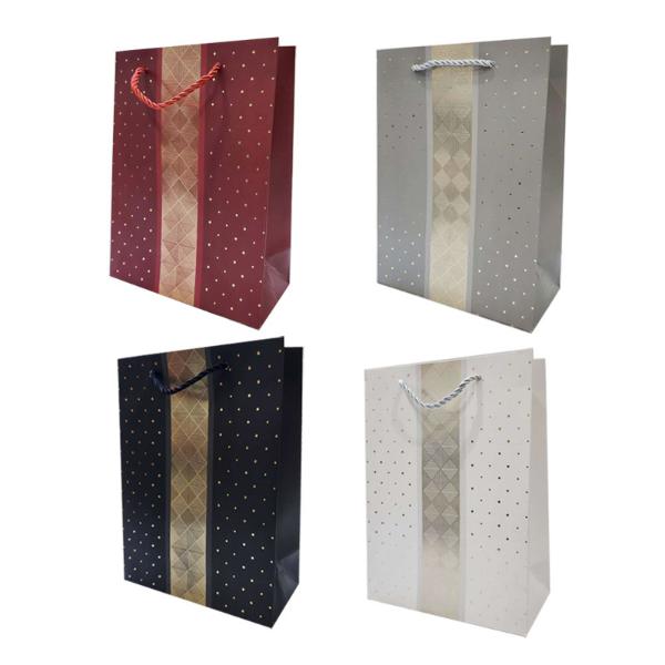 Embossed Stripe & Dots Gift Bag - 26cm x 32cm x 10cm