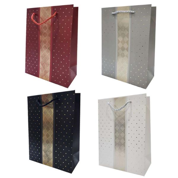 Embossed Stripe & Dots Gift Bag - 30cm x 39cm x 12cm