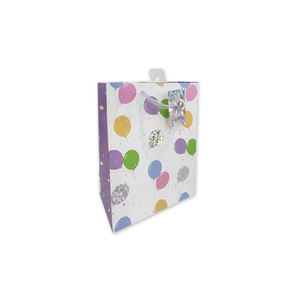 Gold Stamp Balloons Gift Bag - 11.1cm x 13.7cm x 6.2cm