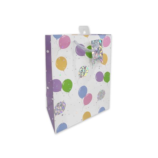 Gold Stamp Balloons Gift Bag - 18cm x 23cm x 10cm
