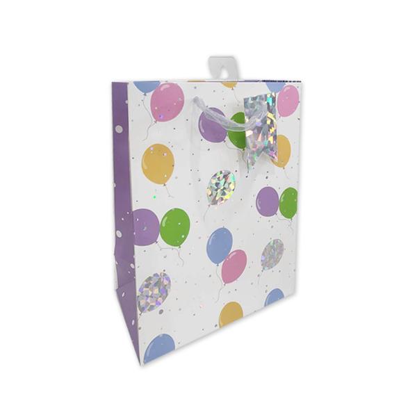 Gold Stamp Balloons Gift Bag - 26cm x 32cm x 10cm