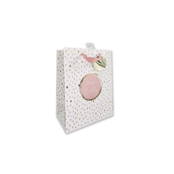 Gold Stamp Birthday Gift Bag - 11.1cm x 13.7cm x 6.2cm