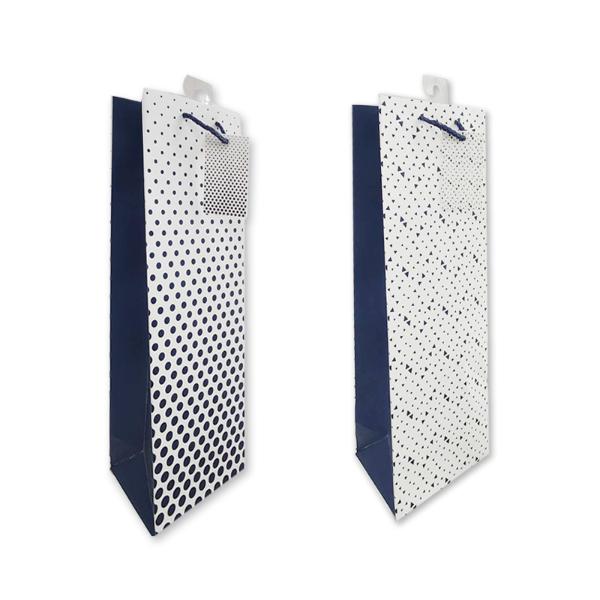 Blue Patterns Bottle Gift Bag - 36cm x 12cm x 9cm