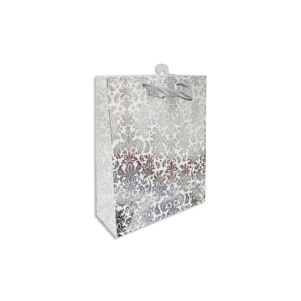 Silver Pattern Gift Bag - 11.1cm x 13.7cm x 6.2cm
