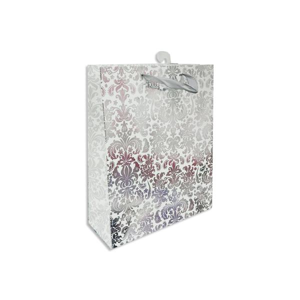 Silver Pattern Gift Bag - 18cm x 23cm x 10cm