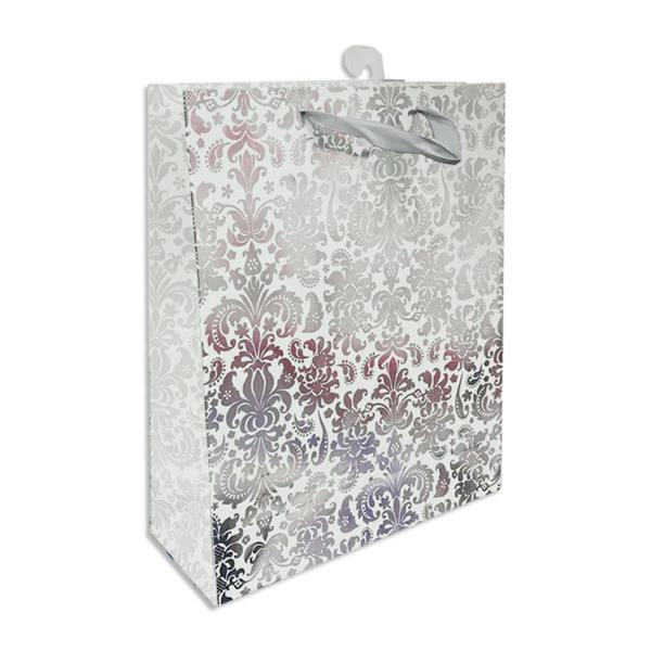 Silver Pattern Gift Bag - 33cm x 45cm x 12.7cm