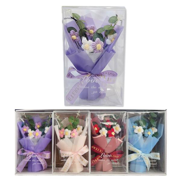 Knitted Flower Bouquet - 16cm x 7cm x 24.5cm