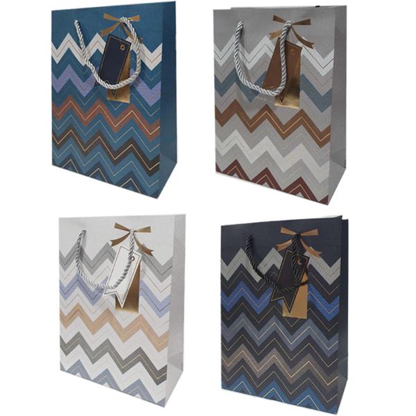 Assorted Wavy Gift Bag - 39cm x 30cm x 12cm