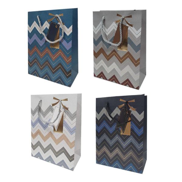 Assorted Wavy Gift Bag - 26cm x 32cm x 10cm