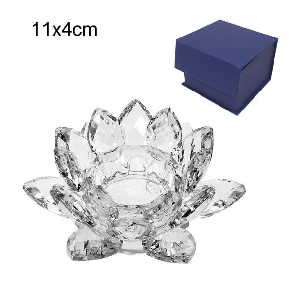 2 Layer Crystal Lotus Candle Holder - 11cm x 4cm