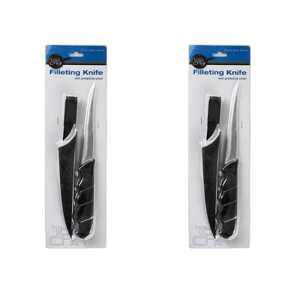 Black Handle Fish Knife With Case - 3cm x 27cm