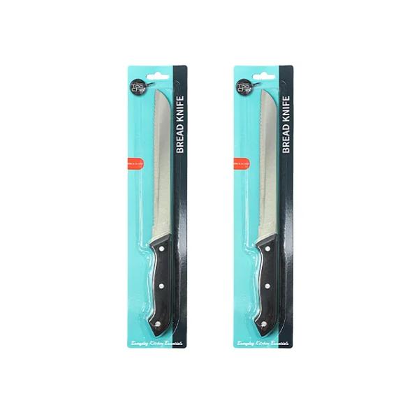 Black Handle Bread Knife - 31.5cm x 1.5cm