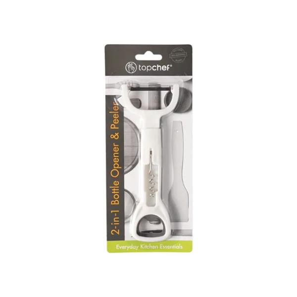 2 In 1 White Peeler & Bottle Opener - 17.5cm