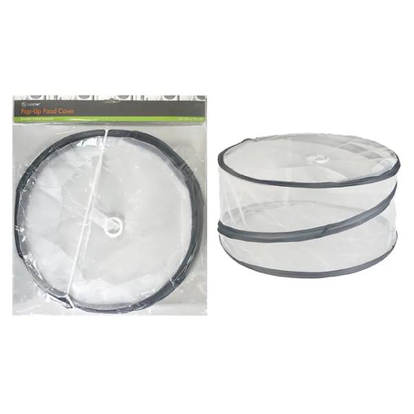 White & Grey Pop Up Folding Food Cover - 34.5cm x 19cm