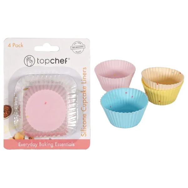 4 Pack Silicone Cupcake Patties - 7.5cm x 7.5cm x 3.5cm