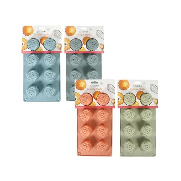 8 Rose Shape Silicone Muffin Tray - 28cm x 15cm x 3cm