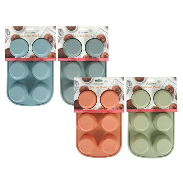 6 Large Silicone Muffin Large Tray - 28cm x 18cm x 3cm