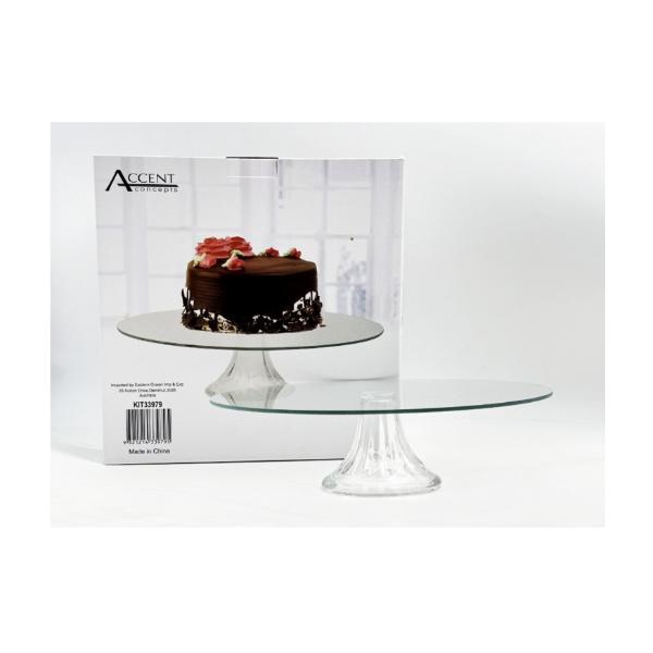 Glass Cake Stand With Gift Box -30cm x 8.5cm