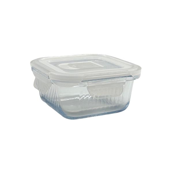 Square Borosilicate Glass Container With Lid - 320ml