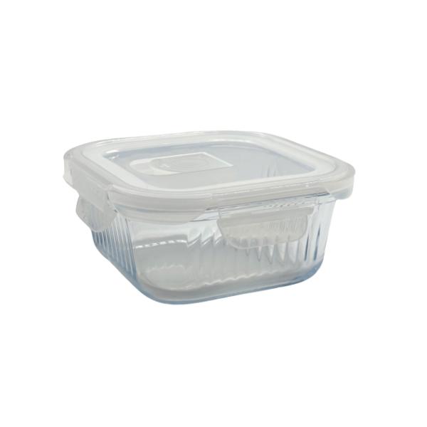 Square Borosilicate Glass Container With Lid - 520ml