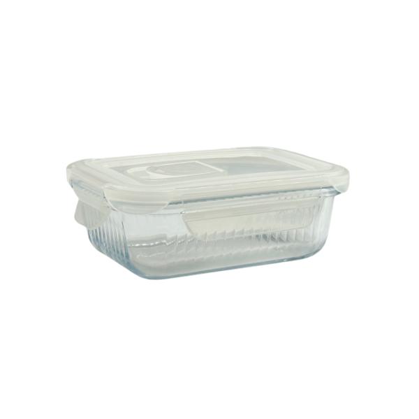 Rectangle Borosilicate Glass Container With Lid - 370ml
