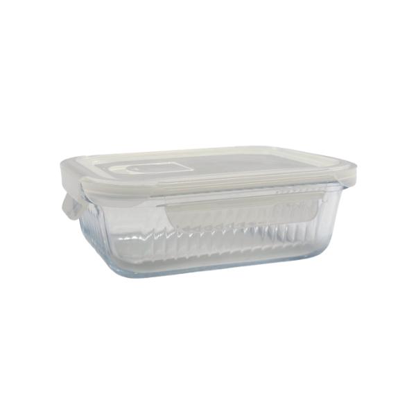 Rectangle Borosilicate Glass Container With Lid - 640ml