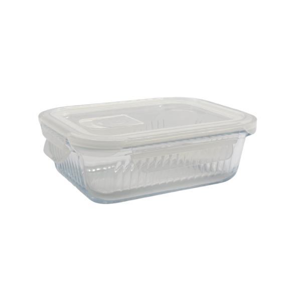 Rectangle Borosilicate Glass Container With Lid - 1040ml