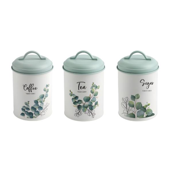 3 Pack Eucalyptus Metal Storage - 11.2cm x 18.5cm