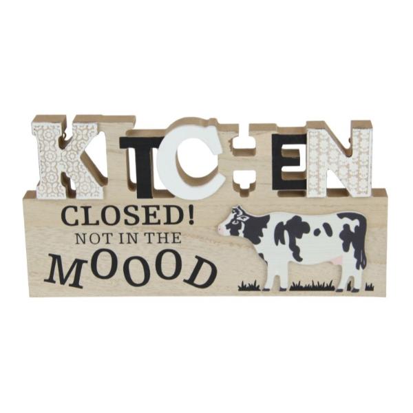 Kitchen Cow Plaque With Mood - 25cm x 13cm