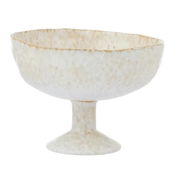 Natural Kirra Ceramic Footed Bowl - 25.5cm x 19cm