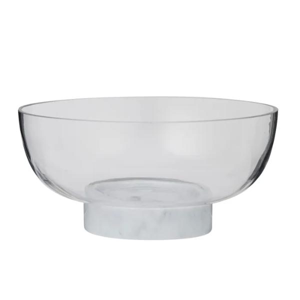 Bursa Glass Marble Foot Bowl - 24.5cm x 12cm