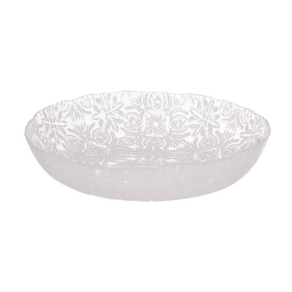 Aveiro White Clear Glass Bowl - 27cm x 6cm