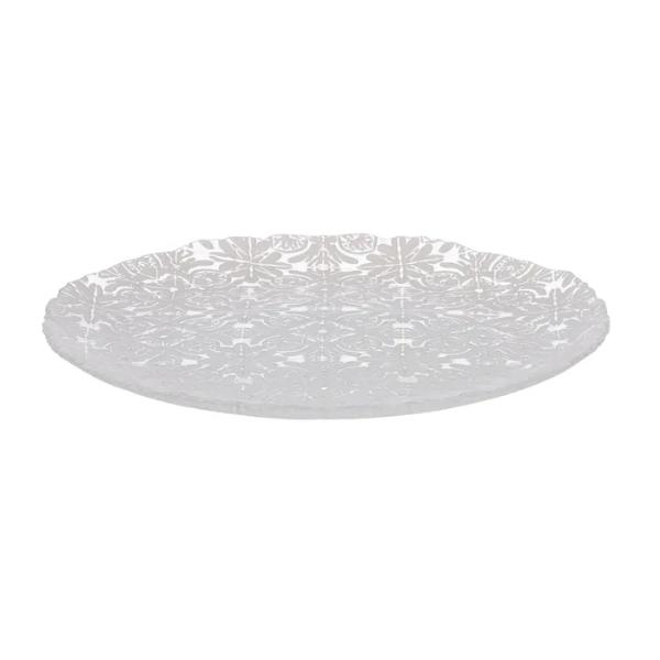 Aveiro Clear White Glass Platter - 33cm