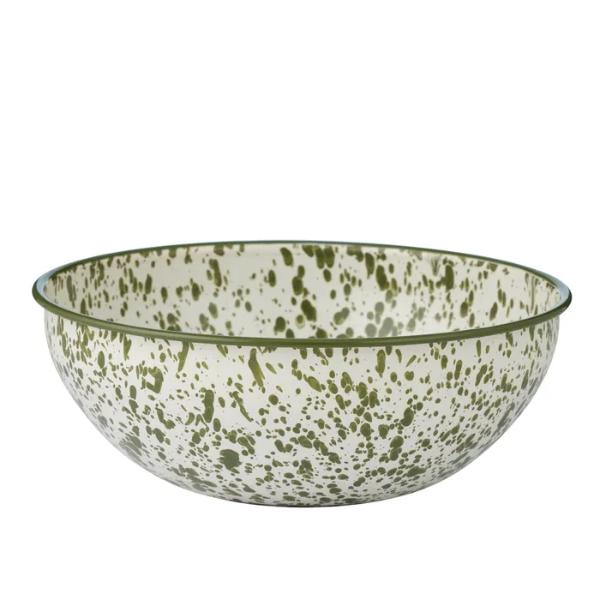 Olive Scout Enamel Bowl - 27.5cm x 10cm